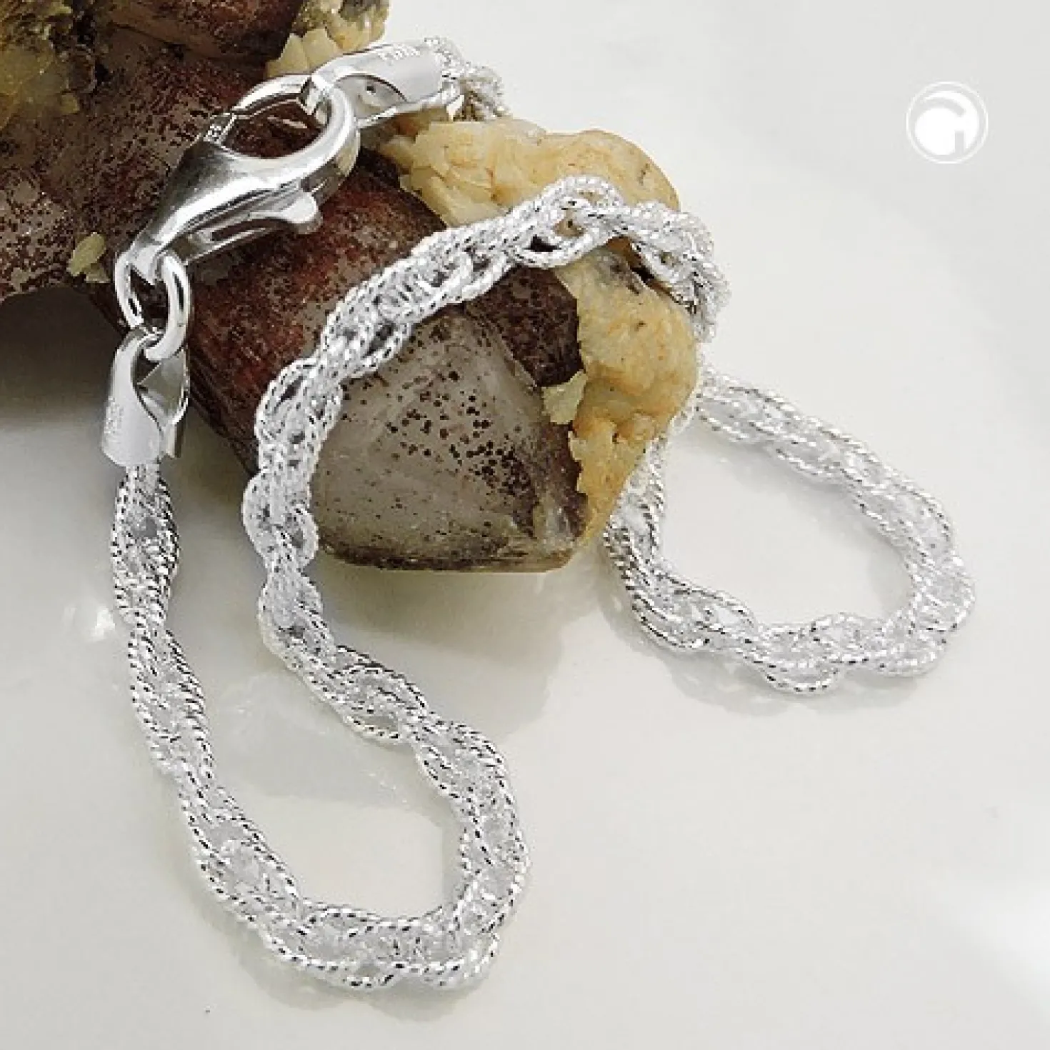 3mm Doppelankerkette Halskette Kette Collier, 925 Silber, 50cm, Unisex