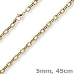 5mm Erbs-Anker oval Kette Halskette Collier aus 585 Gold Gelbgold 45cm