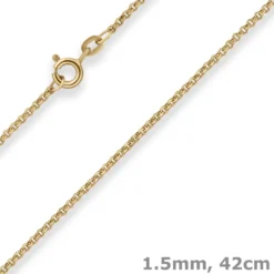 1,5mm Erbskette Goldkette Collier Halskette aus 375 Gold Gelbgold 42cm