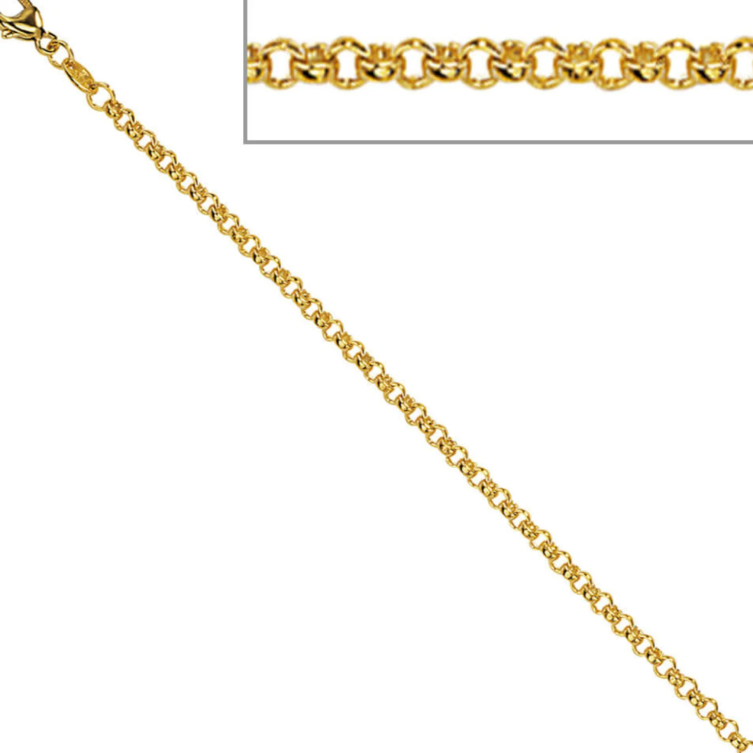 2,5mm Erbskette Kette Collier, 333 Gold Gelbgold, Goldkette, 50 cm