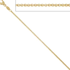 1,5mm Erbskette Kette Collier, 585 Gold Gelbgold, Goldkette, 42cm