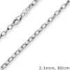 3,1mm Erbskette Silberkette Collier Halskette aus 925 Silber rhodiniert 80cm
