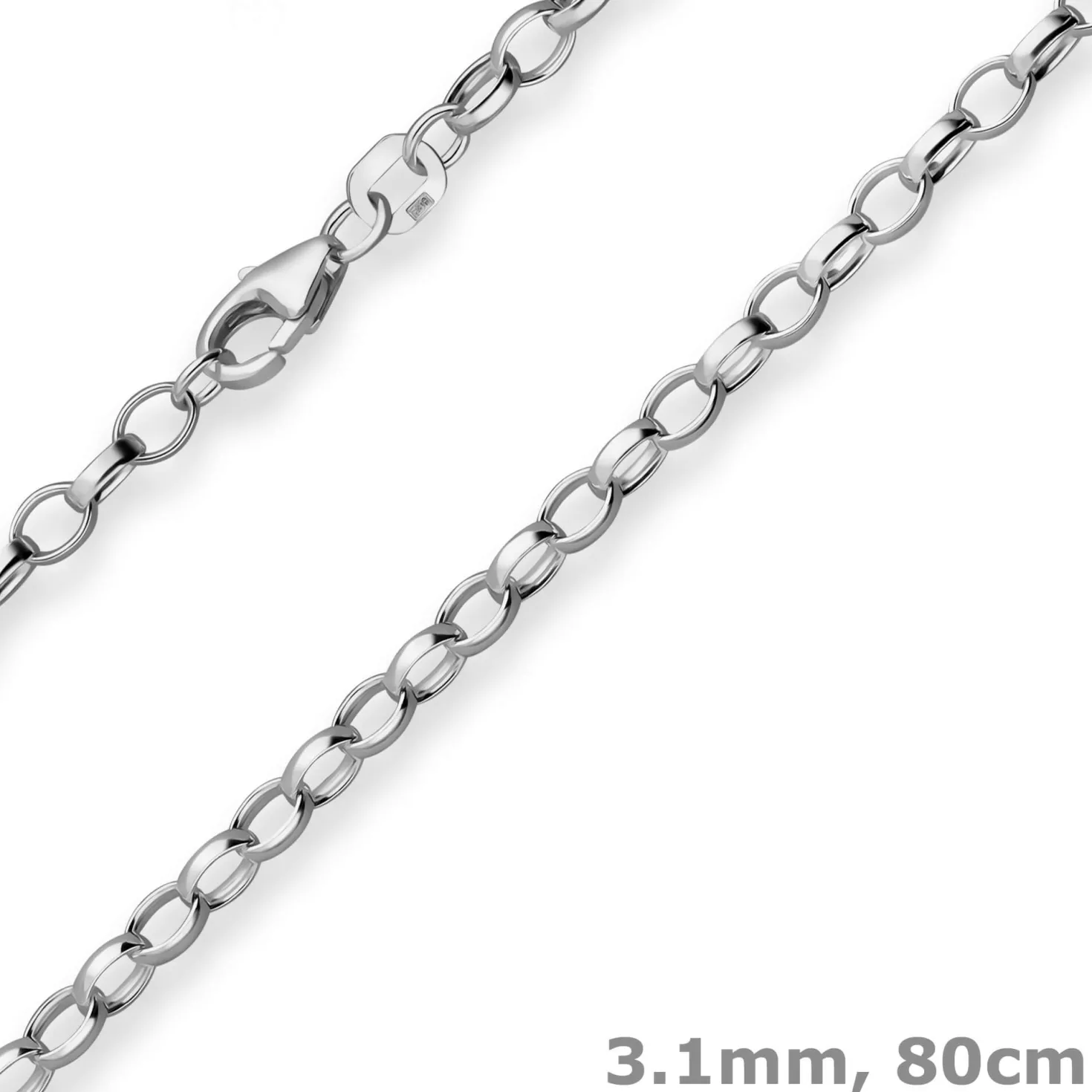 3,1mm Erbskette Silberkette Collier Halskette aus 925 Silber rhodiniert 80cm