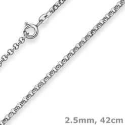 2,5mm Erbskette Silberkette Collier Halskette aus 925 Silber rhodiniert 42cm
