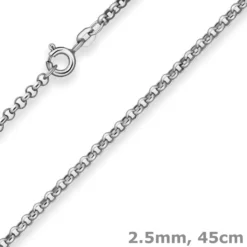 2,5mm Erbskette Silberkette Collier Halskette aus 925 Silber rhodiniert 45cm