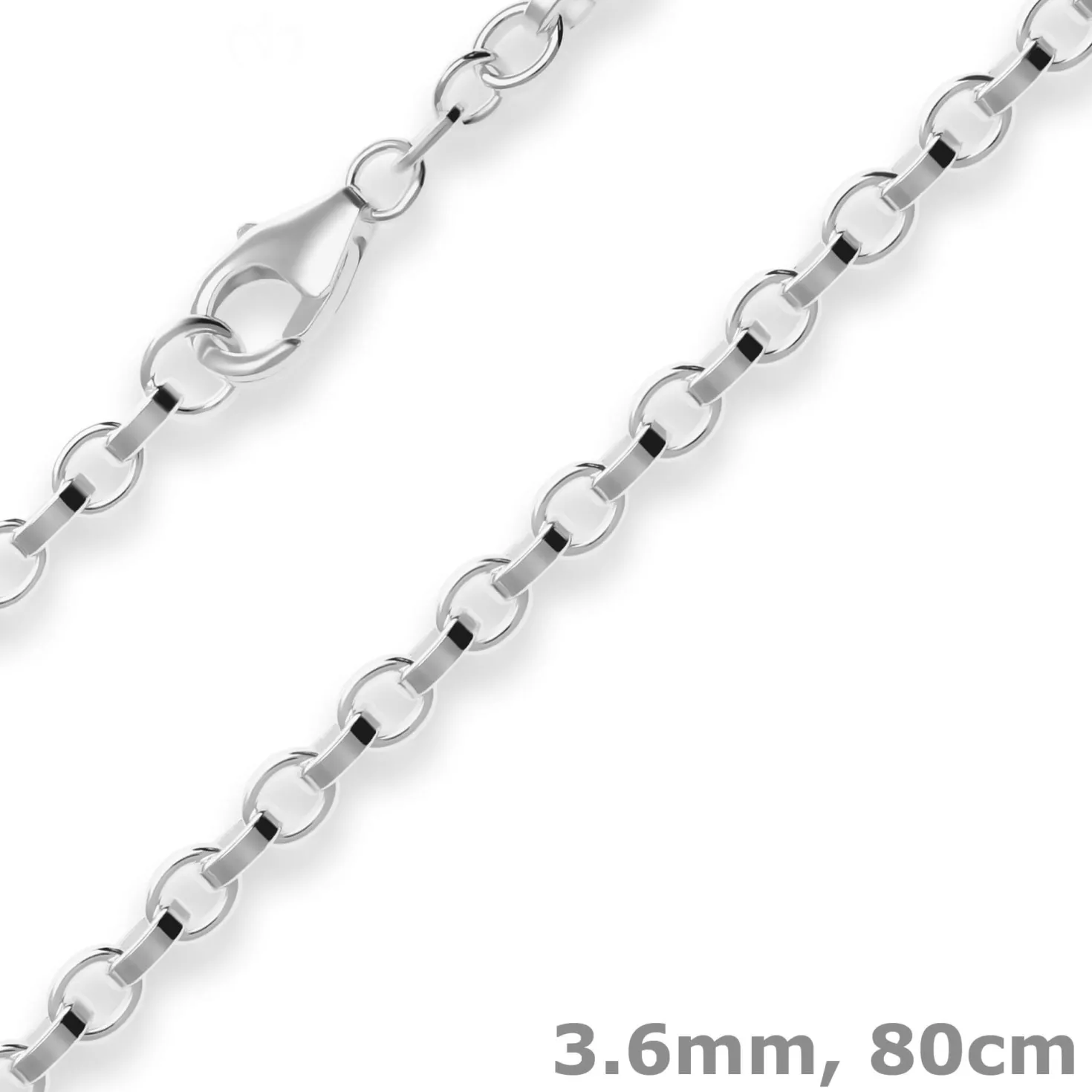 3,6mm Erbskette Silberkette Collier Halskette aus 925 Silber 80cm