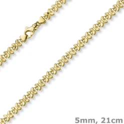 5mm Fantasie Armband Armkette Schmetterlinge aus 585 Gold Gelbgold 21cm