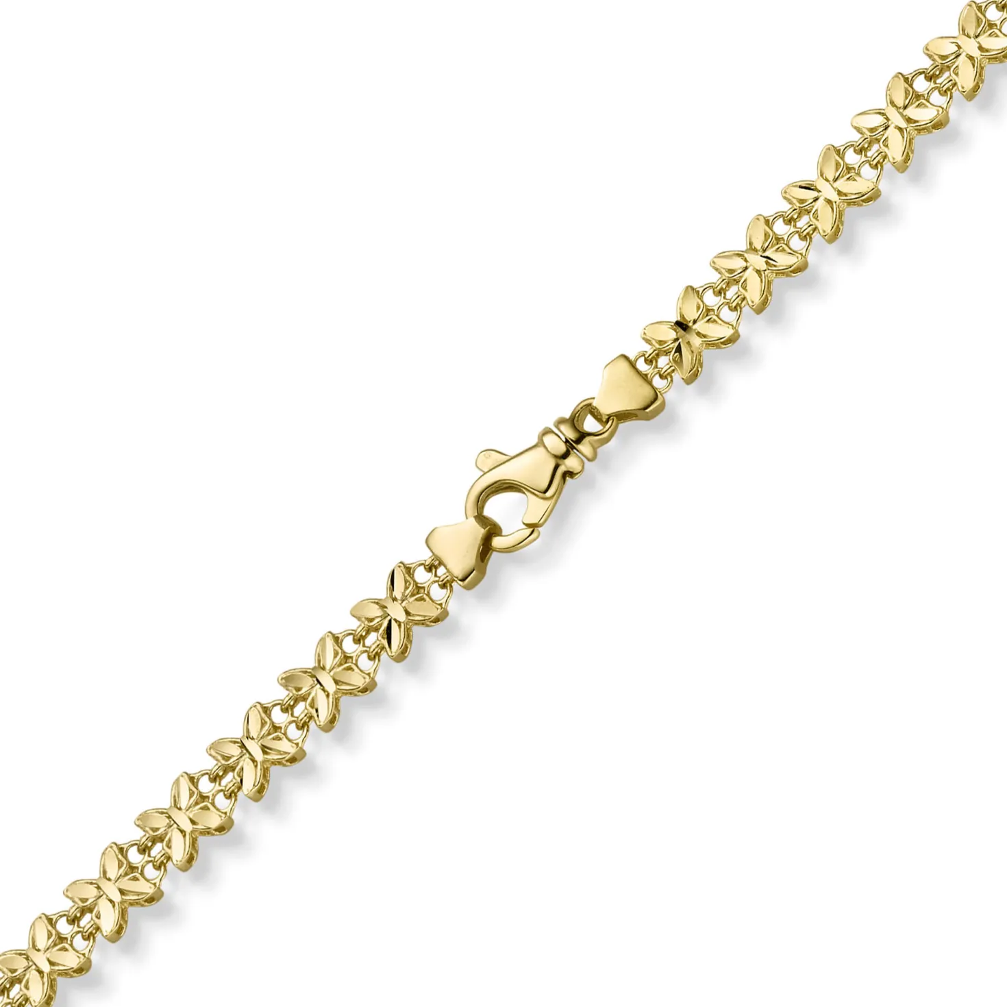 5mm Fantasie Armband Armkette Schmetterlinge aus 585 Gold Gelbgold 19cm