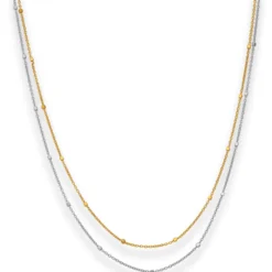 1,4mm Fantasiekette Goldkette Collier Halskette aus 585 Gold gelb/weiß 42cm