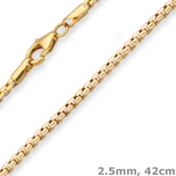 2,5mm Fantasiekette Goldkette Collier Halskette aus 585 Gold gelb/weiß 42cm