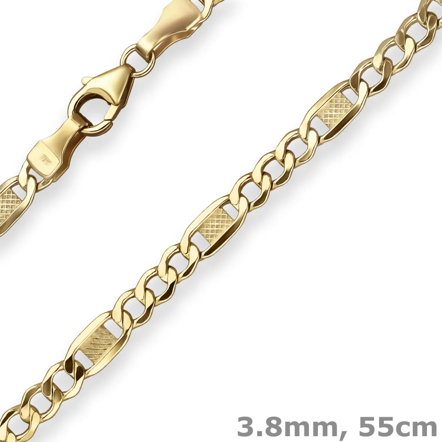 3,8mm Fantasiekette Goldkette Collier Halskette aus 585 Gold Gelbgold 55cm
