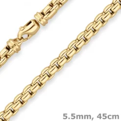 5,5mm Fantasiekette Goldkette Collier Halskette aus 585 Gold Gelbgold 45cm