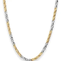3,7mm Fantasiekette Goldkette Collier Halskette aus 585 Gold gelb/weiß 45cm