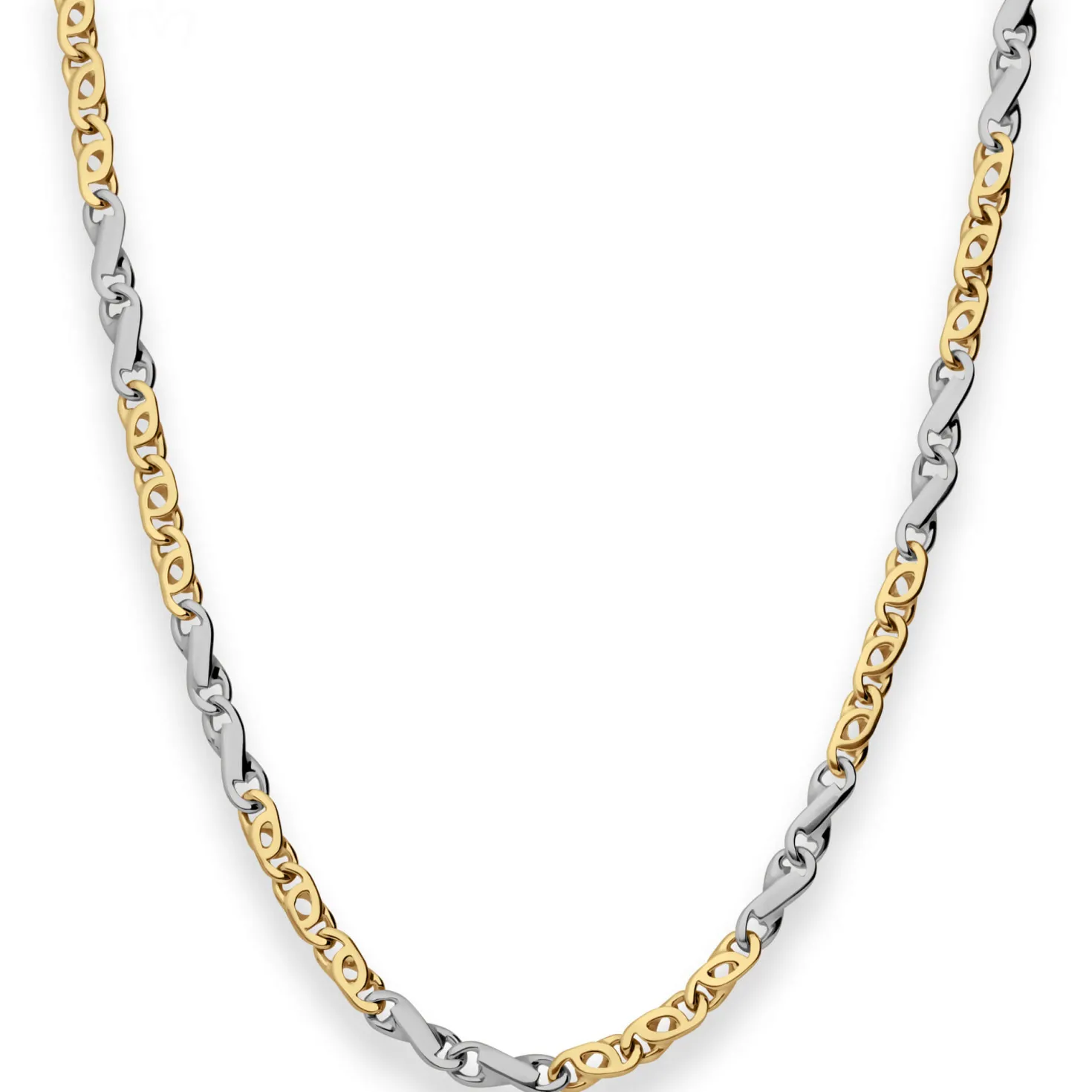 3,7mm Fantasiekette Goldkette Collier Halskette aus 585 Gold gelb/weiß 45cm