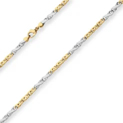 3,7mm Fantasiekette Goldkette Collier Halskette aus 585 Gold gelb/weiß 45cm