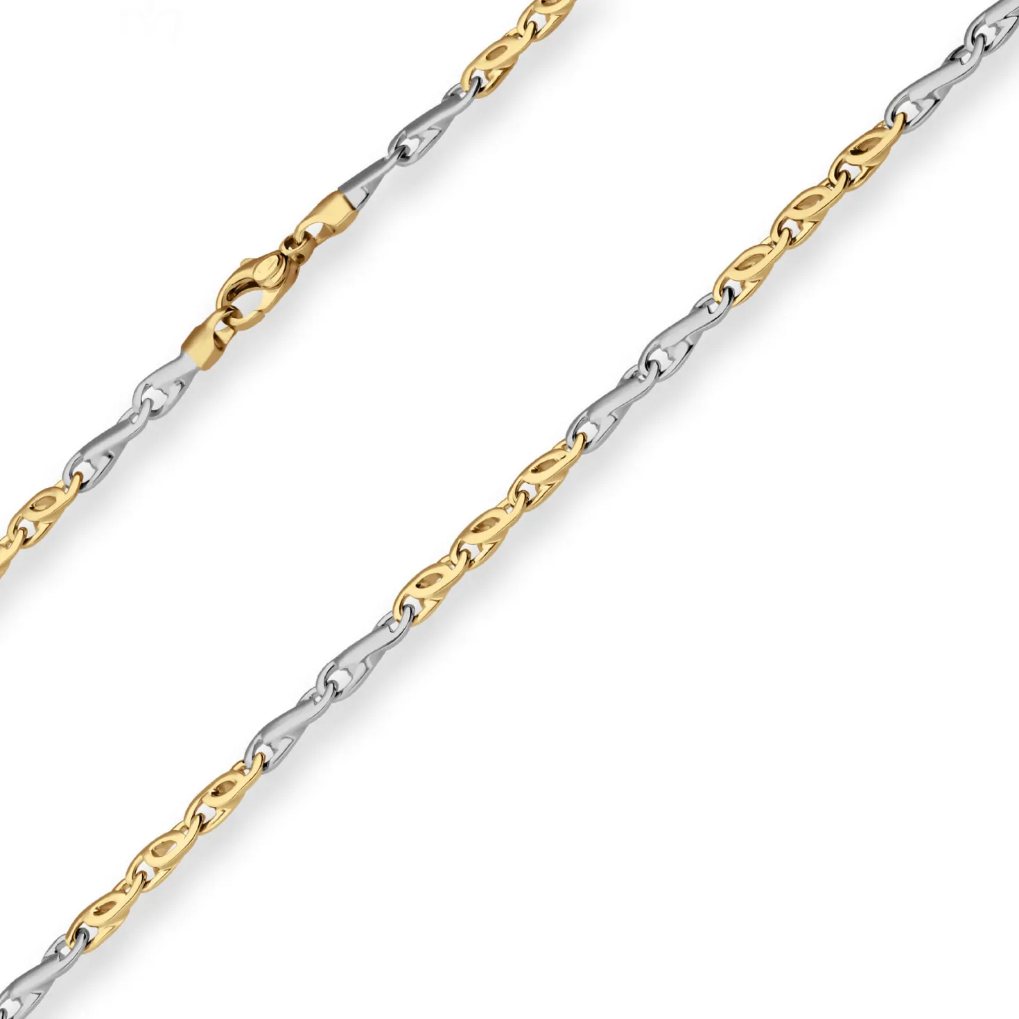3,7mm Fantasiekette Goldkette Collier Halskette aus 375 Gold gelb/weiß 45cm