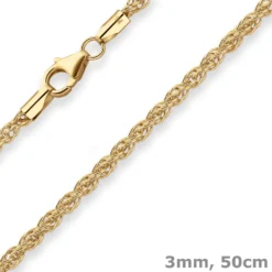 3mm Fantasiekette Goldkette Collier Halskette aus 375 Gold Gelbgold 50cm