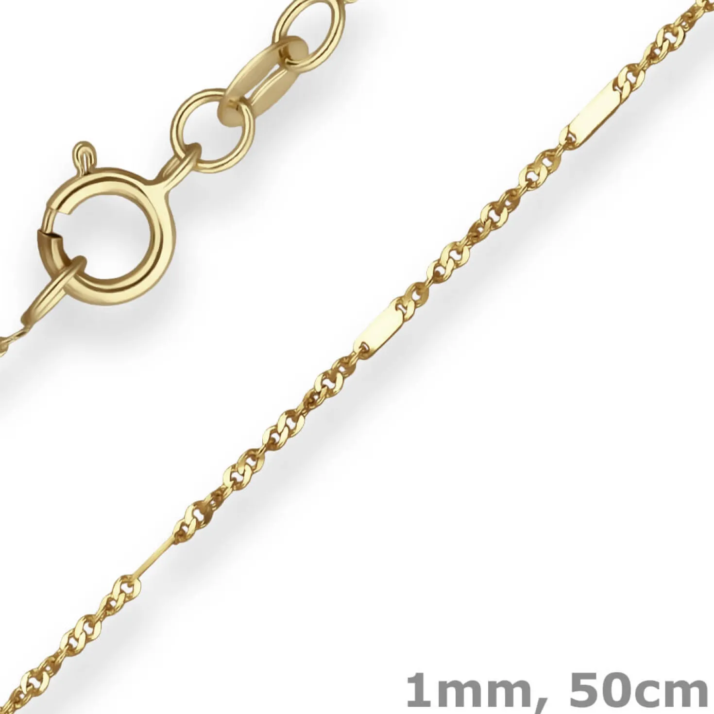 1mm Fantasiekette Goldkette Collier Halskette aus 585 Gold Gelbgold 50cm