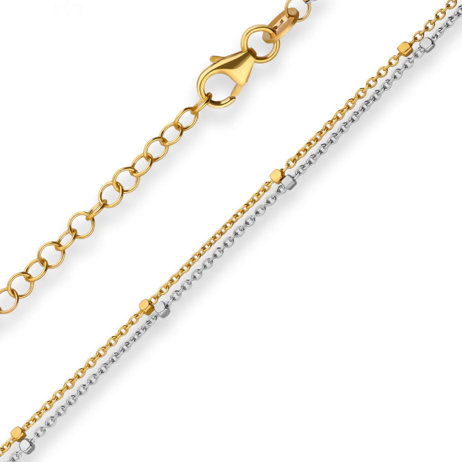 1,4mm Fantasiekette Goldkette Collier Halskette aus 375 Gold gelb/weiß 42cm