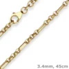 3,4mm Fantasiekette Goldkette Collier Halskette aus 375 Gold Gelbgold 45cm