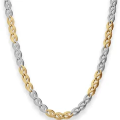 6,2mm Fantasiekette Kette Collier aus 585 Gold gelb/weiß matt-glänzend 45cm