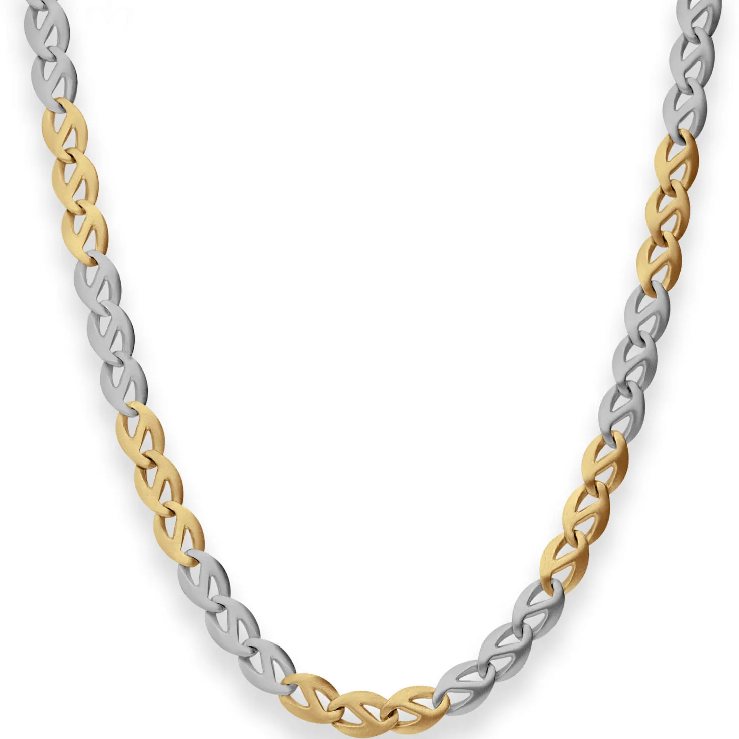 6,2mm Fantasiekette Kette Collier aus 585 Gold gelb/weiß matt-glänzend 45cm
