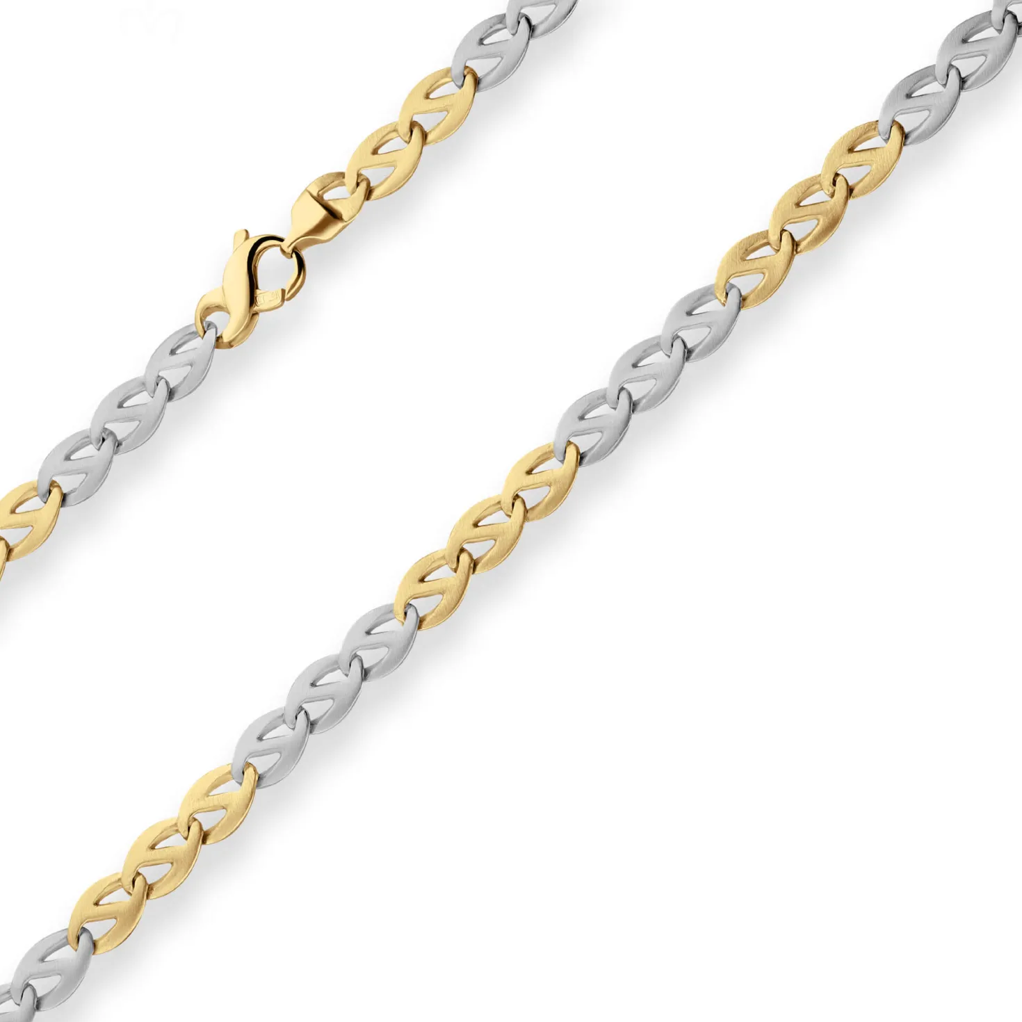 6,2mm Fantasiekette Kette Collier aus 585 Gold gelb/weiß matt-glänzend 45cm