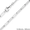 3,8mm Fantasiekette Silberkette Collier Paper-Clip Halskette aus 925 Silber 60cm