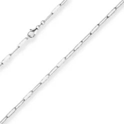3,8mm Fantasiekette Silberkette Collier Paper-Clip Halskette aus 925 Silber 50cm