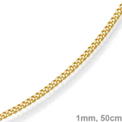 1mm feine Panzerkette 585 Gold Gelbgold, Kette Collier Halskette, 50cm