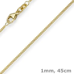 1mm feine Panzerkette 585 Gold Gelbgold, Kette Collier Halskette, 45cm
