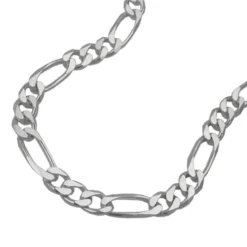5mm Figaro Armband Armkette aus 925 Silber, flach diamantiert, 19cm