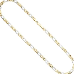 5,7mm Figarokette Collier Kette 333 Gold Gelbgold Weißgold, 45cm