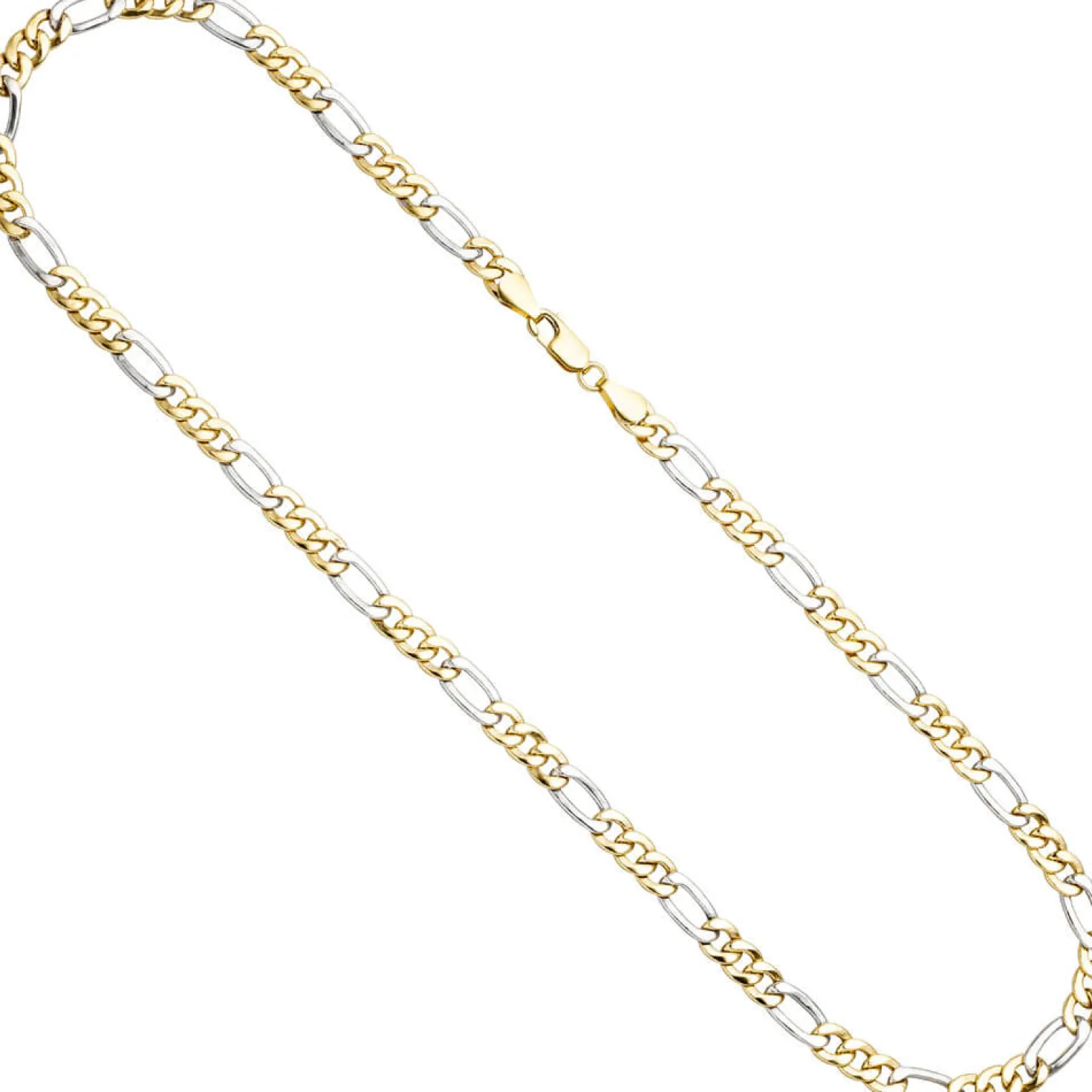 5,7mm Figarokette Collier Kette 333 Gold Gelbgold Weißgold Unisex 50cm