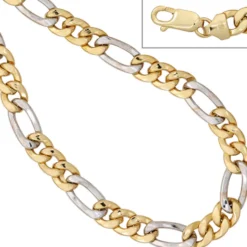 5,7mm Figarokette Collier Kette 333 Gold Gelbgold Weißgold Unisex 50cm