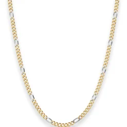 2,8mm Figarokette diamantiert Collier Halskette aus 750 Gold gelb/weiß 45cm