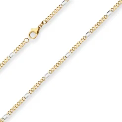 2,8mm Figarokette diamantiert Collier Halskette aus 750 Gold gelb/weiß 50cm