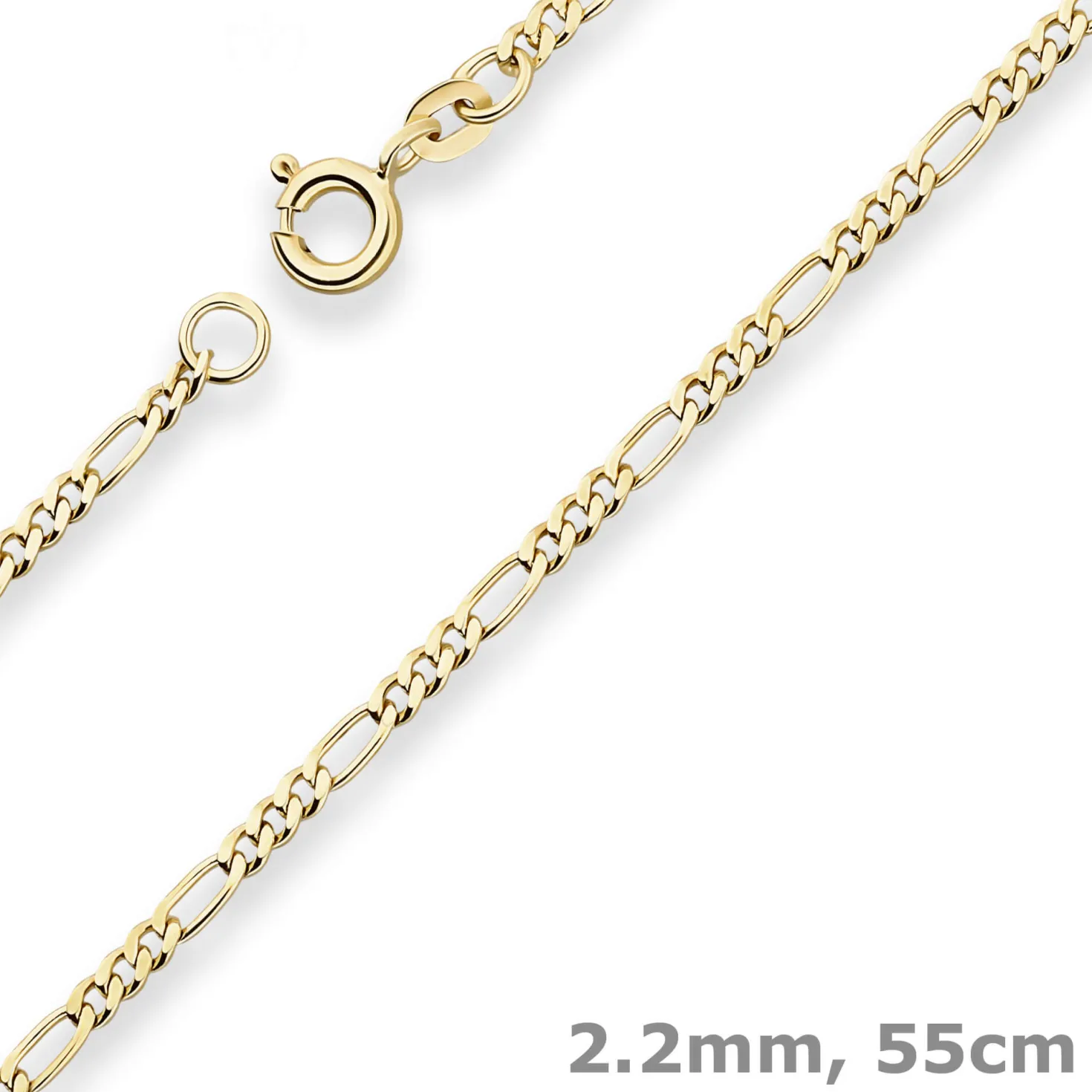 2,2mm Figarokette diamantiert Collier Halskette aus 585 Gold Gelbgold 55cm