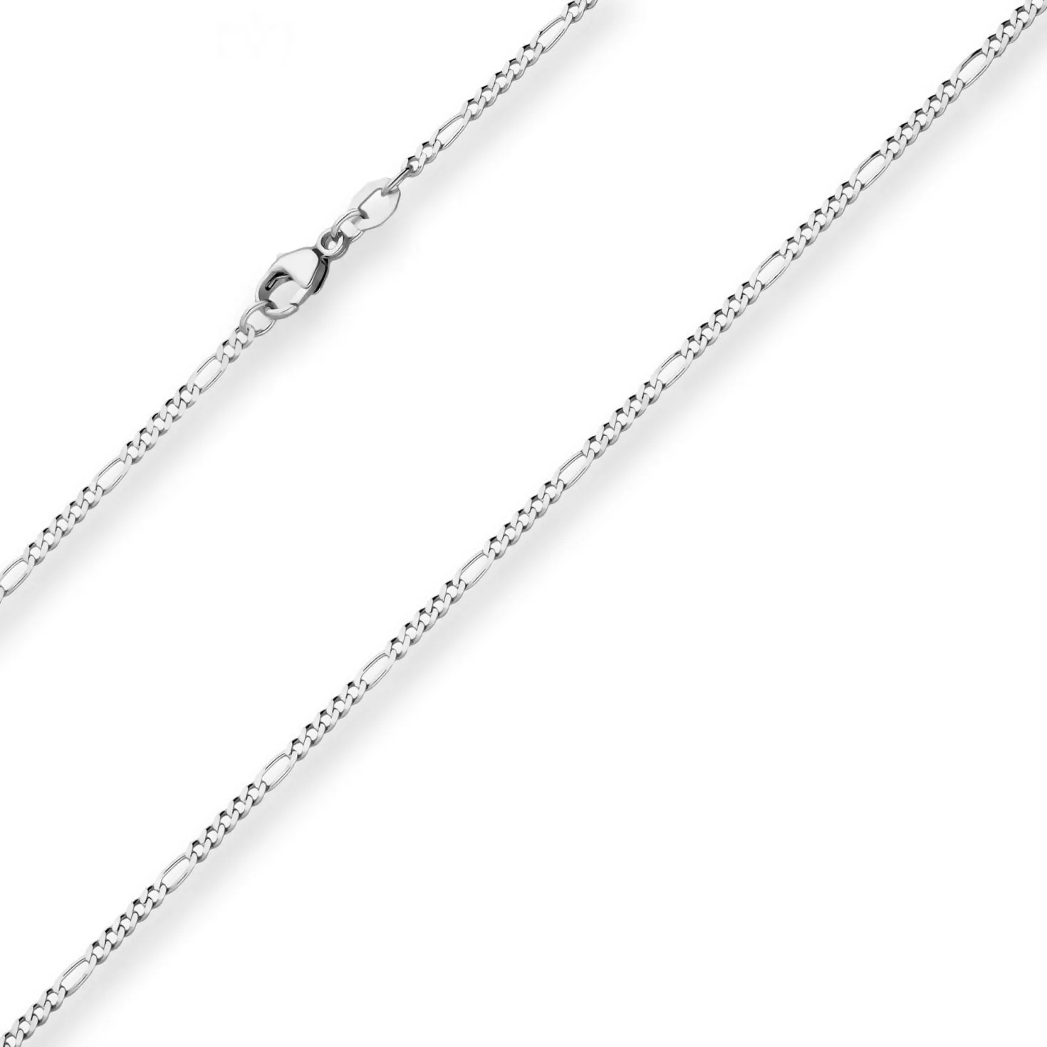 1,9mm Figarokette diamantiert Collier Halskette aus 750 Gold Weißgold 55cm