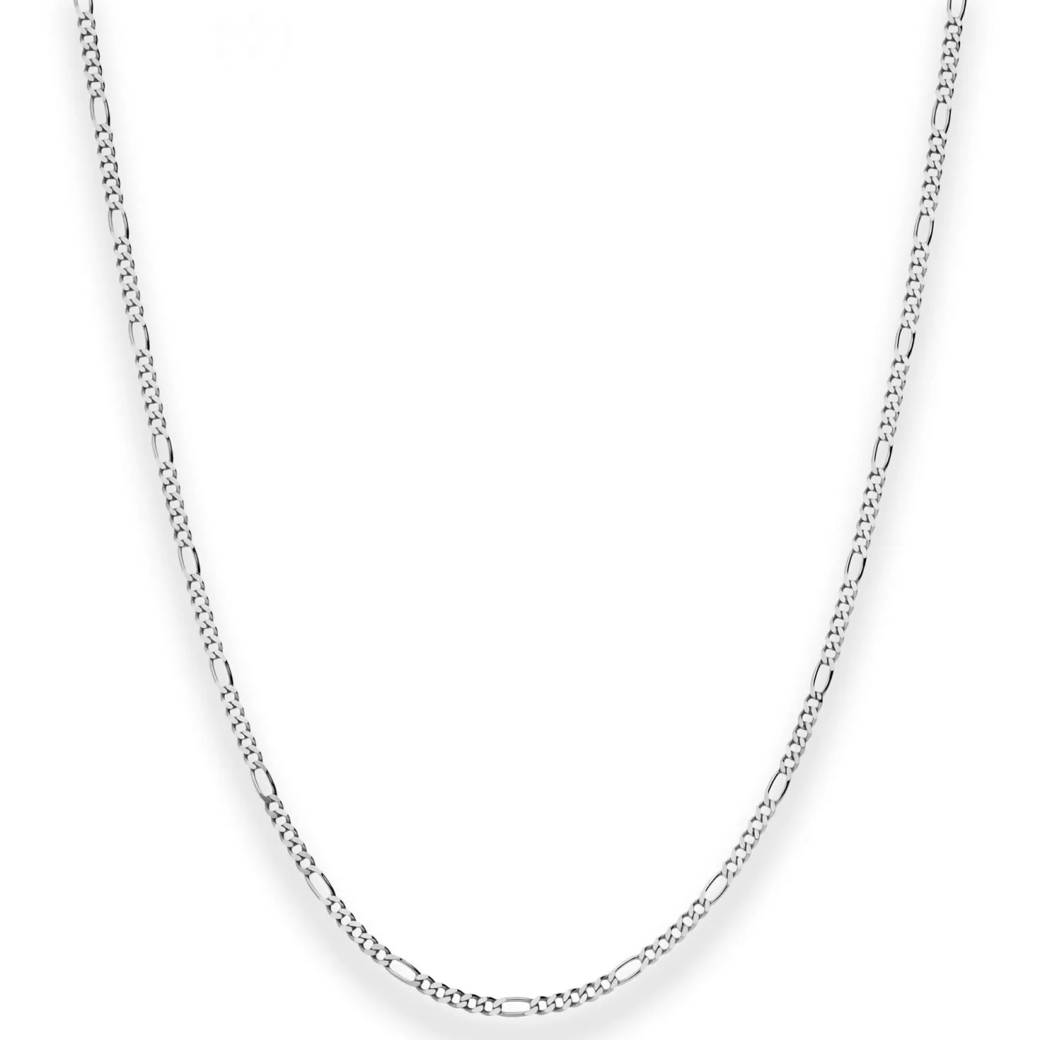 1,9mm Figarokette diamantiert Collier Halskette aus 750 Gold Weißgold 55cm