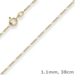 1,1mm Figarokette diamantiert Collier Halskette aus 585 Gold Gelbgold 38cm