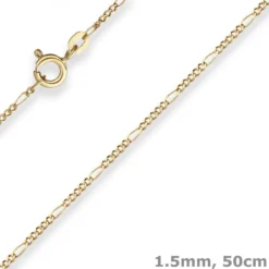 1,5mm Figarokette diamantiert Collier Halskette aus 585 Gold Gelbgold 50cm