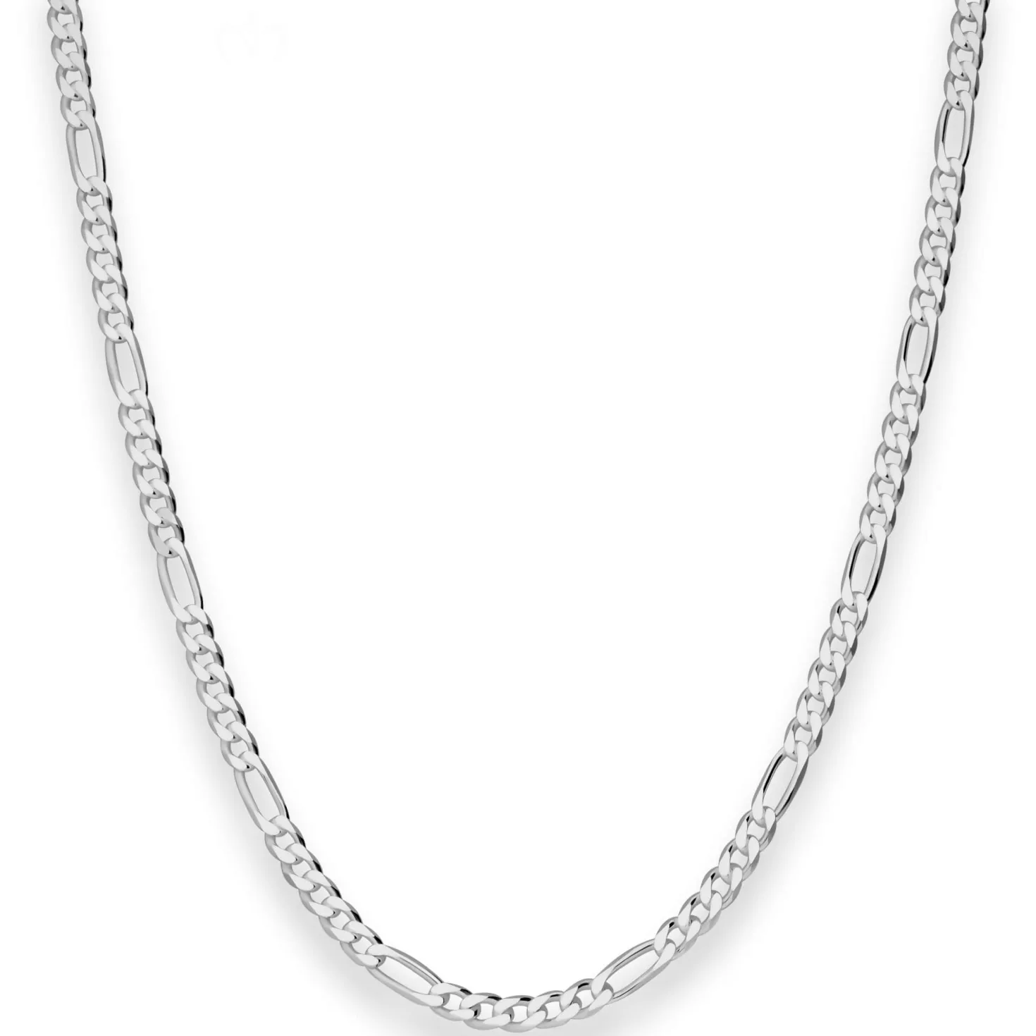 3,4mm Figarokette diamantiert Collier Halskette aus 925 Silber rhodiniert 55cm