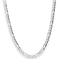 4,9mm Figarokette diamantiert Collier Halskette aus 925 Silber rhodiniert 55cm