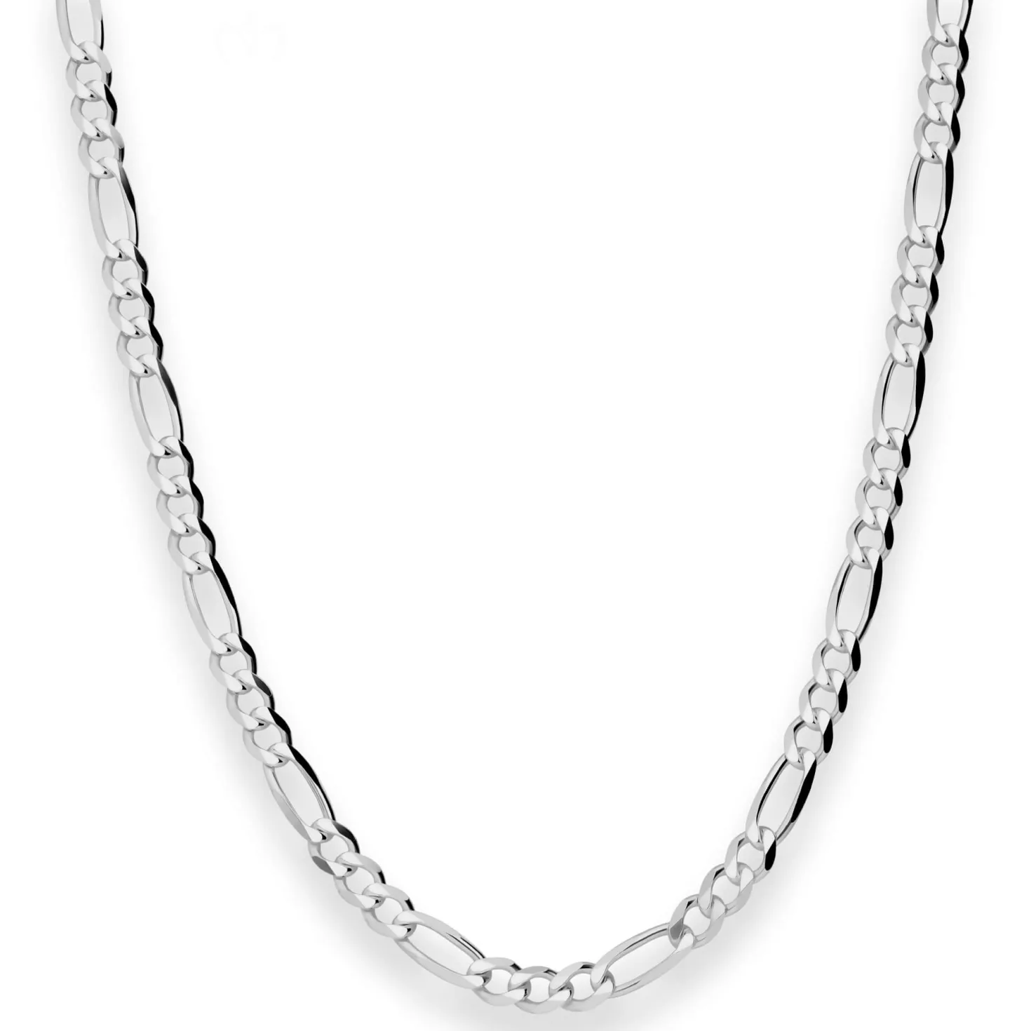 4,9mm Figarokette diamantiert Collier Halskette aus 925 Silber rhodiniert 55cm