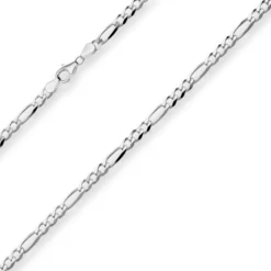 4,9mm Figarokette diamantiert Collier Halskette aus 925 Silber rhodiniert 55cm