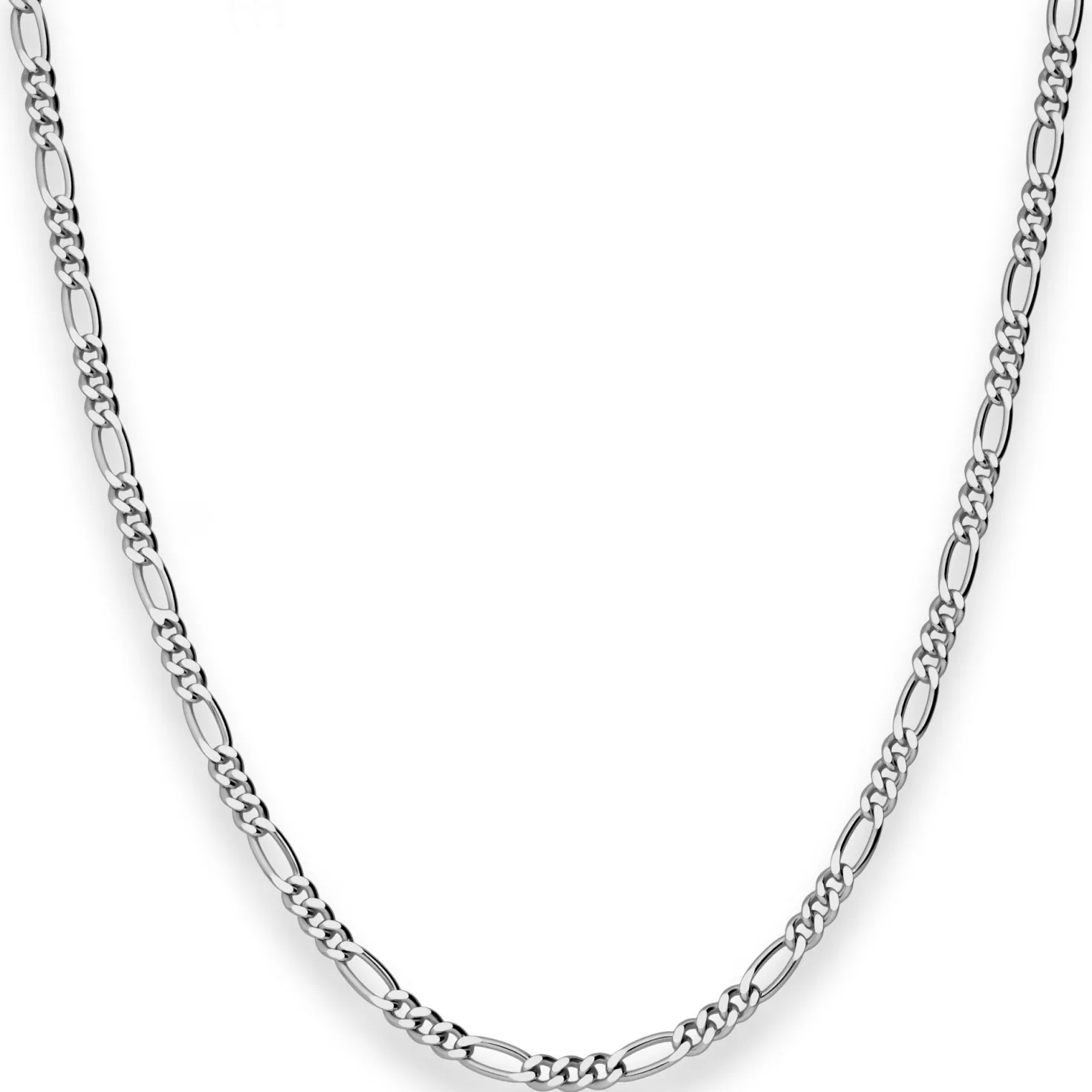 2,8mm Figarokette diamantiert Collier Halskette aus 925 Silber rhodiniert 45cm