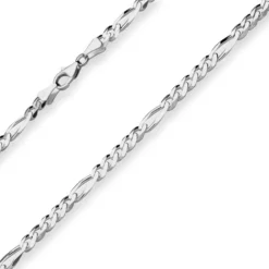 5,7mm Figarokette diamantiert Collier Halskette aus 925 Silber rhodiniert 50cm