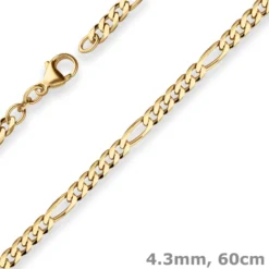 4,3mm Figarokette diamantiert Kette Collier Halskette aus 333 Gold Gelbgold 60cm