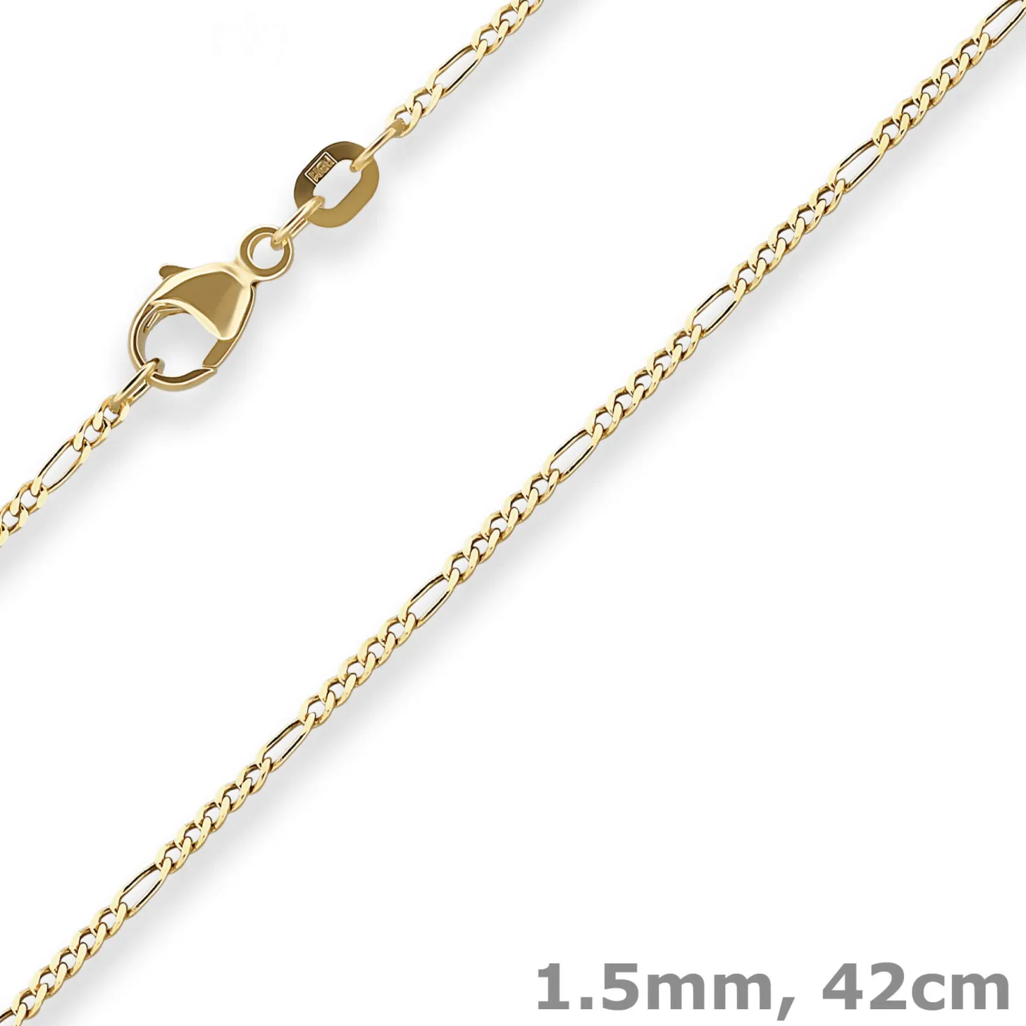 1,5mm Figarokette diamantiert Kette Collier Halskette aus 585 Gold Gelbgold 42cm